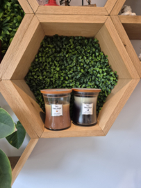Eikenhouten Hexagons met kunstgroen achterwand