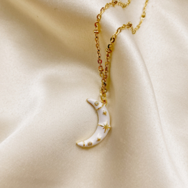 Lucine necklace ☽  moon pendant white gold