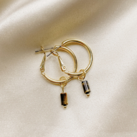 Violet earrings ♡ natural stone auburn gold
