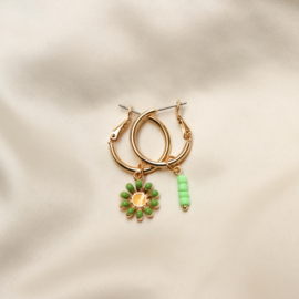 lio earrings  ❀ gold green flower