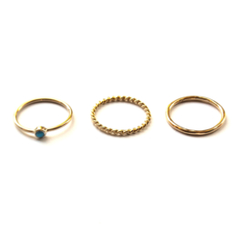 Lucy ring set ♡ turkoois gold