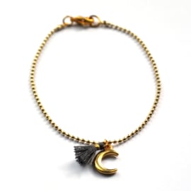 Juliet bracelet ☽ moon & tassel gray gold