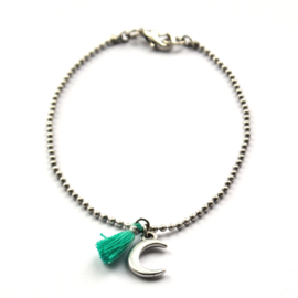 Juliet bracelet ☽ moon & tassel turquoise silver