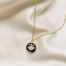 Deevena necklace ✩ eye pendant black gold