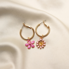 lio earrings  ❀ gold pink flower