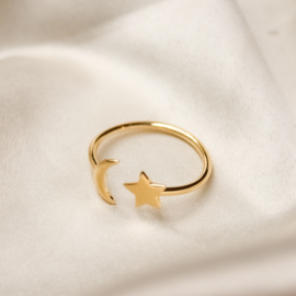 Estée ring ☆☽ moon & star gold