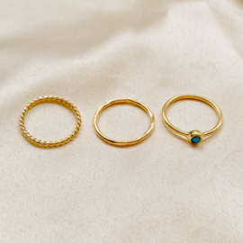 Lucy ring set ♡ turkoois gold