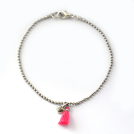 Esmé bracelet ♥ heart & tassel fuchsia silver