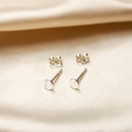 Celimine studs ☽ hammered full moon silver