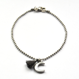 Juliet bracelet ☽ moon & tassel gray silver