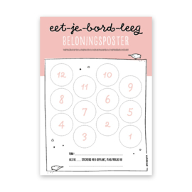 Eet-je-bord-leeg beloningsposter | roze | incl. stickers