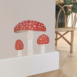 Vliegenzwam muurstickers | set van 3 paddenstoelen