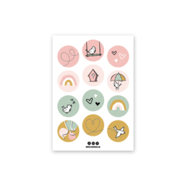 Stickervel | groen & roze | 12 stickers
