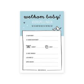 babyshower invulkaarten blauw | 20 stuks