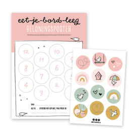 Eet-je-bord-leeg beloningsposter | roze | incl. stickers