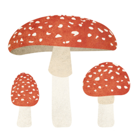 Vliegenzwam muurstickers | set van 3 paddenstoelen