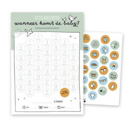 Zwangerschap aftelkalender | groen | incl. stickers