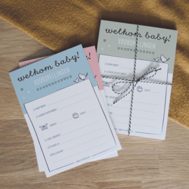 babyshower invulkaarten blauw | 20 stuks