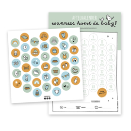 Zwangerschap aftelkalender | groen | incl. stickers