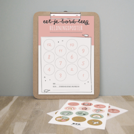 Eet-je-bord-leeg beloningsposter | roze | incl. stickers