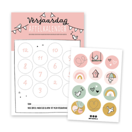 Verjaardag aftelkalender | roze | incl. stickers