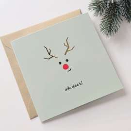 Kerstkaart oh deer! | wenskaart met envelop