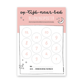 Op-tijd-naar-bed beloningsposter | roze | incl. stickers