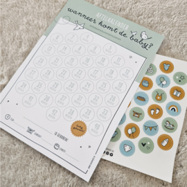 Zwangerschap aftelkalender | groen | incl. stickers