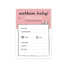 babyshower invulkaarten roze | 20 stuks