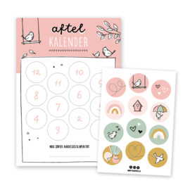 Aftelkalender | roze | incl. stickers