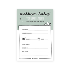 babyshower invulkaarten groen | 20 stuks