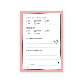 babyshower invulkaarten roze | 20 stuks