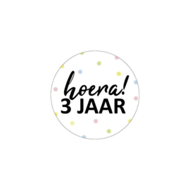 Cadeausticker – Hoera 3 jaar! (per10)