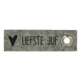 Vilten sleutelhanger Liefste Juf