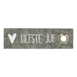 Vilten sleutelhanger Liefste Juf