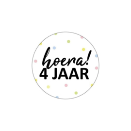 Cadeausticker – Hoera 4 jaar! (per10)