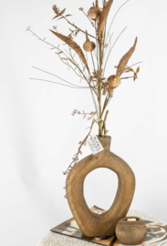 Set walnoot houten vaas/kandelaar  donut