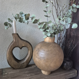 walnoot houten vaas bol