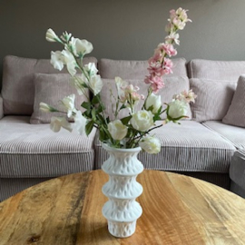 Vaas Wave wit of zwart incl  zijde bloemen