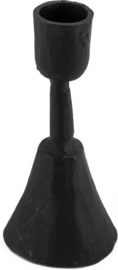 Kandelaar set mat black  12 en 8 cm