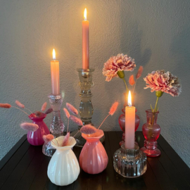 Set 2 vaasjes van glas roze