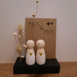 Bruidspaar houten poppetjes MRS & MRS