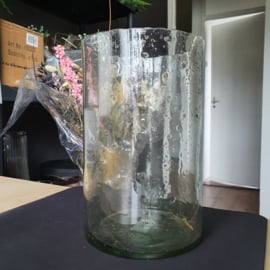 Vaas/windlicht bubbelglas 20cm
