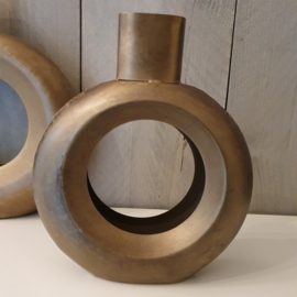 Goudkleurige vaas ringvorm 24cm