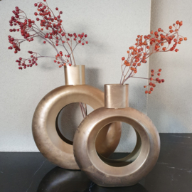 Goudkleurige vaas ringvorm 24cm