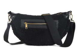 Zwarte teddy crossbodytas Motola