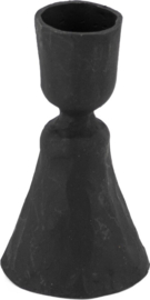 Kandelaar set mat black  12 en 8 cm