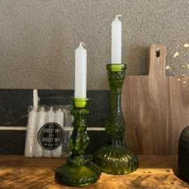 Set van 2 kandelaren groen incl kaarsen