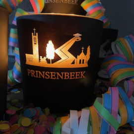 Kaars met afbeelding (logo) Prinsenbeek  in glas
