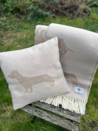 €89.95 Schapenwollen plaid teckel beige koffie